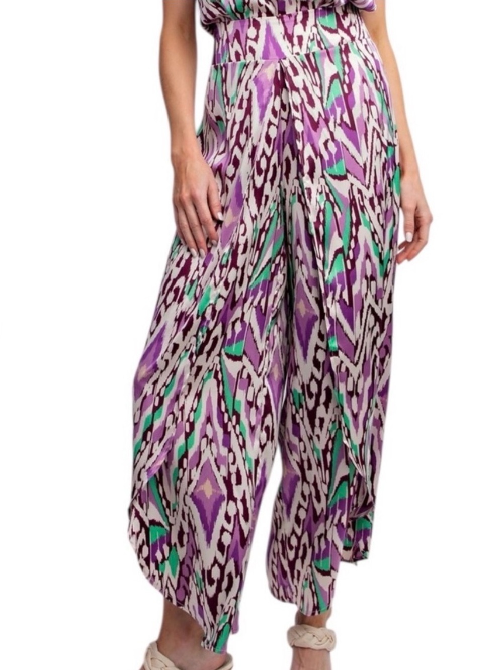 EASEL NWT PANTS PLUM split front to thigh Sz Large